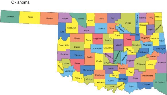 Map of Oklahoma counties